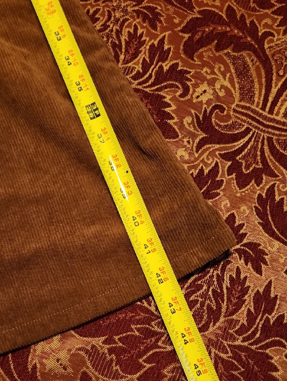 Windsor Brown/Cognac Hi-Rise Corduroy Flare Pants, Retro Look, Small - Picture 12 of 13